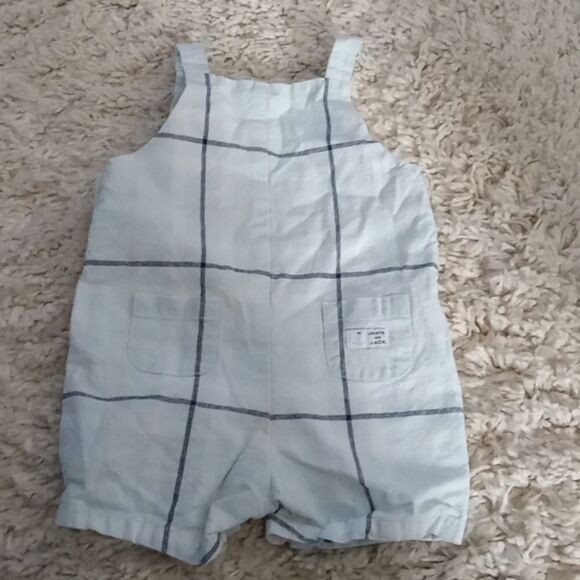 Janie And Jack Romper Style Overalls In White Black Blue & Tan. Size 3-6 month - Picture 3 of 3